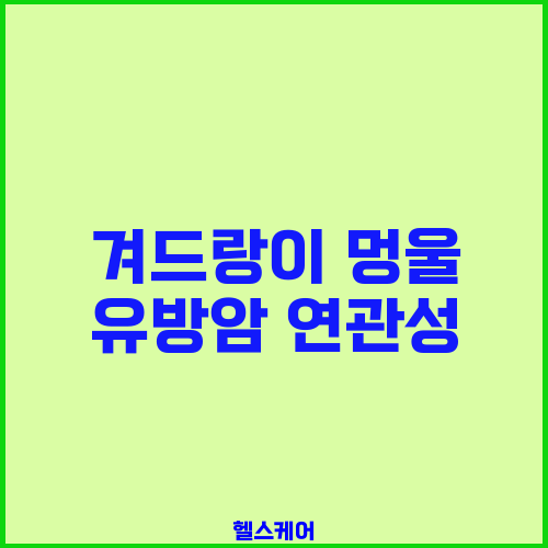 겨드랑이 멍울 유방암 연관성