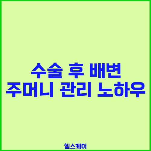 수술 후 배변 주머니 관리 노하우
